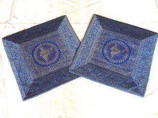 2 Blue Designer Bollywood Couch Decorative Sofa Pillows   Pillow Covers