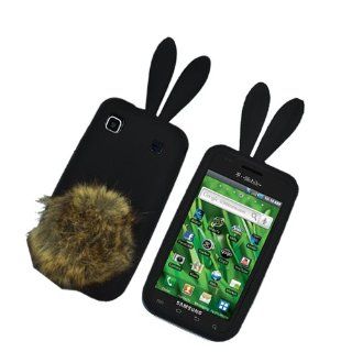 Samsung T959 T 959 Vibrant Galaxy S Solid Black Rabbit Bunny Animal with Brown Tail Silicone Skin Cover Case Cell Phone Protector Cell Phones & Accessories
