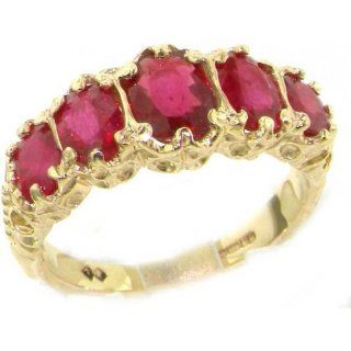 Luxury Ladies Victorian Style Solid Hallmarked 14K Yellow Gold Genuine Ruby Band Ring   Finger Sizes 5 to 12 Available   Suitable as an Eternity ring, Engagement ring, Promise ring, Anniversary ring or Wedding ring Jewelry