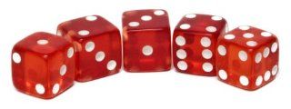 Set of 5 Loaded   Trick Dice 2,3,6 & 1,4,5, Transparent Red with White Pips Toys & Games