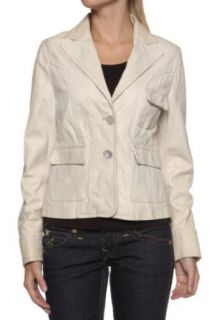 Foreight Company Leather Jacket BLAZER, Color Cream, Size 36