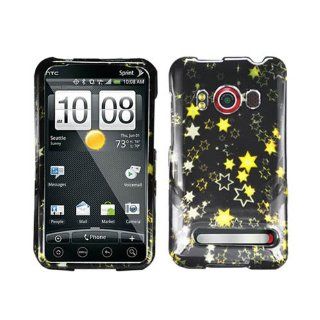 Hard Plastic Snap on Cover Fits HTC EVO 4G, PC36100 2D Yellow Stars Glossy Sprint (does not fit HTC EVO 4G LTE) Cell Phones & Accessories