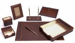 Majestic Goods Office Supply Leather Desk Set, Brown (W940)  Office Desk Organizers 