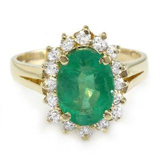 14K Yellow Gold Colombian Emerald and Diamond Ring Jewelry