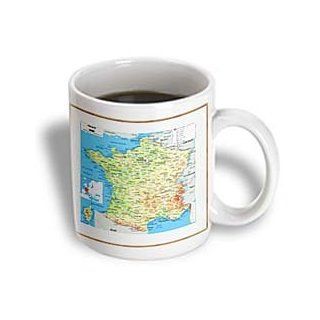 3dRose Map of Modern Day France Ceramic Mug, 15 Ounce Kitchen & Dining