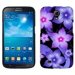 Samsung Galaxy Mega Purple Hibiscus on Black Phone Case Cover Cell Phones & Accessories