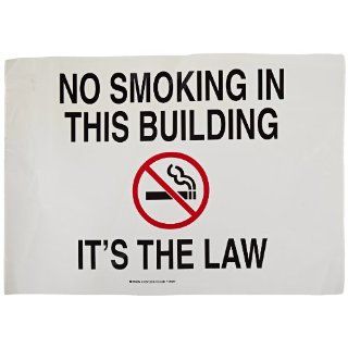 Brady 141972 20" Width x 14" Height B 946 High Performance Viny, Red and Black on White Self Sticking Sign, Legend "No Smoking in this Building It's the Law" (with Picto) Industrial Warning Signs