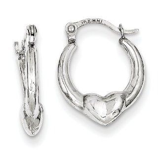 10k White Gold Heart Hollow Hoop Earrings, Best Quality Free Gift Box Satisfaction Guaranteed Jewelry