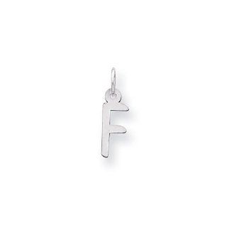 Sterling Silver Small Slanted Block Initial F Charm, Best Quality Free Gift Box Satisfaction Guaranteed Jewelry