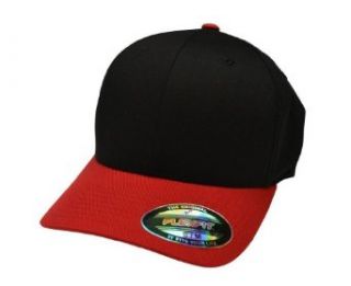 Premium Original Flexfit Flatbill Fitted 6210 Hat Black / Red at  Mens Clothing store