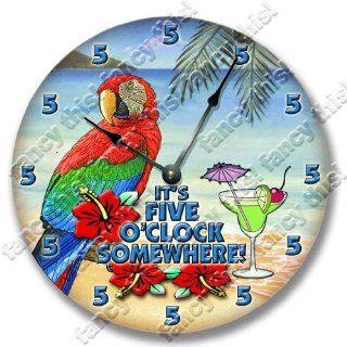 5 O'CLOCK SOMEWHERE wall art clock novelty margarita parrot  