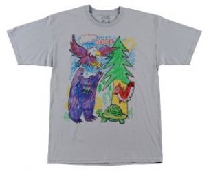 Neff Mens Crayon Wilderness Short Sleeve T Shirt/Tee, White Fashion T Shirts Clothing
