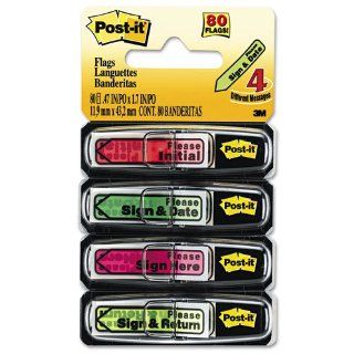 Post it Flags   Signature Flags, 20 Each of Four Assorted Messages/Colors, 80 Flags/Pack   Sold As 1 Pack   20 each of PLEASE INITIAL in bright red, PLEASE SIGN & DATE in lime, PLEASE SIGN HERE in fuchsia and PLEASE SIGN & RETURN in bright yellow.
