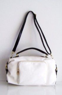 Steve Madden White/black Satchel Handbag Gym Duffle Shopper Baby Bag Faux Leather  Diaper Tote Bags  Baby