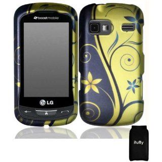 Royal Swirl with Blue & Gold Flowers Design Rubberized Snap on Hard Plastic Cover Faceplate Case for Sprint LG Rumor Reflex LN272 / AT&T LG Xpression C395 + Screen Protector Film + ituffy bag Cell Phones & Accessories