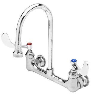 T&S B 0350 Wall Mounted Surgical Sink Faucet with 8" Centers   10 1/4" High Rigid Gooseneck Nozz   Utility Sink Faucets  