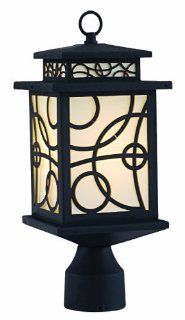 Park Madison Lighting PMO 977 31 1 Light Cast Aluminum Outdoor Post Head Fixture with Frosted Glass Panels and Black Finish, H15" W6 1/2"   Two Head Outdoor Lights For Posts  