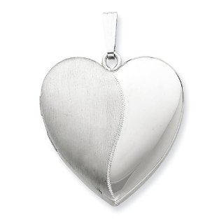 Sterling Silver 24mm Polished & Satin Heart Locket, Best Quality Free Gift Box Satisfaction Guaranteed Jewelry