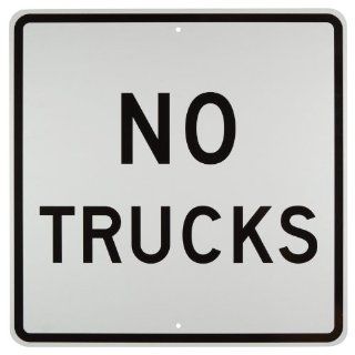 Brady 94192 24" Height, 24" Width, B 959 Reflective Aluminum, Standard Traffic Sign, Legend "No Trucks" Industrial Warning Signs