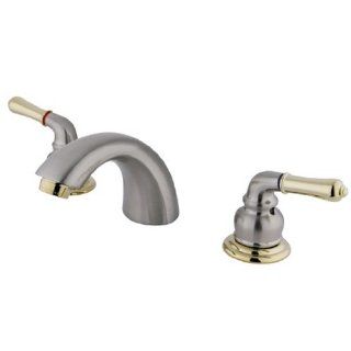 Kingston Brass KB959LP Magellan Mini Widespread Lavatory Faucet Less Pop Up, Satin Nickel and Polished Brass   Touch On Bathroom Sink Faucets  