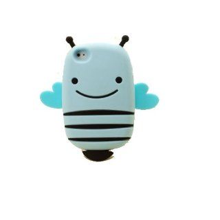 HJX Light Blue iphone 4/4S New 3D Cartoon Smile Bee Soft Silicone Case Protective Cover For Apple iphone 4 4G 4S Cell Phones & Accessories