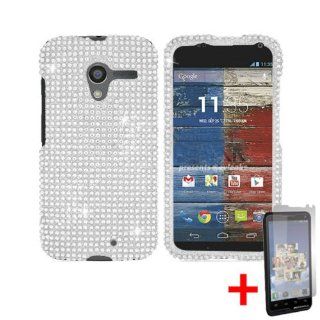 MOTOROLA MOTO X WHITE DIAMOND BLING COVER HARD CASE + FREE SCREEN PROTECTOR from [ACCESSORY ARENA] Cell Phones & Accessories