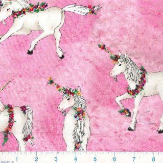 58'' Wide Unicorn Frolic Pink Fabric By The Yard