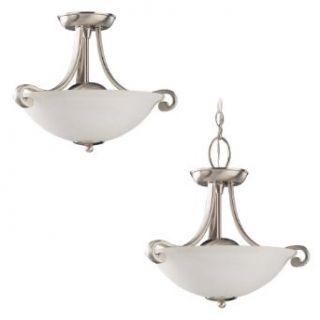 Sea Gull Lighting 51190 962 Serenity Two Light Pendant, Brushed Nickel Finish with Excavated Alabaster Glass   Ceiling Pendant Fixtures  