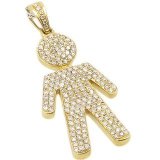 Mens 14k Yellow Gold 0.99ctw diamond Little boy baby doll charm LP147MY Jewelry