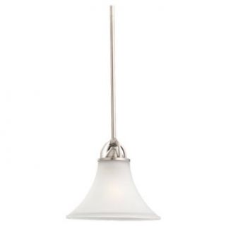 Sea Gull Lighting 61375 965 Single Light Mini Pendant, Satin Etched Glass Shade, Antique Brushed Nickel   Ceiling Pendant Fixtures  