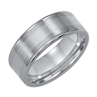 Triton 8mm Dual Finish Tungsten Carbide Ring with 18K White Gold Inlay Jewelry