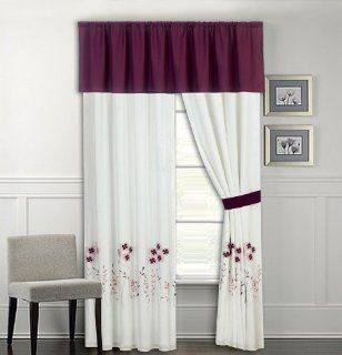 Lucern Purple and Pink Embroidered Curtain Set   Window Treatment Curtains