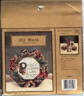 Complete Octagon Frame Stitchery Kit, Old World Collection, Peace to those who Enter