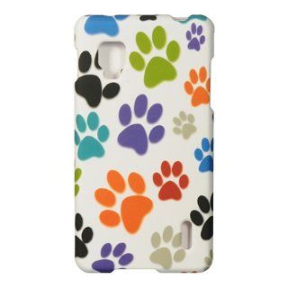 VMG For Sprint Version LG Optimus G LS 970 Design Hard Cell Phone Case Cover   White Multi Colored Dog Paw Pawprint [In VANMOBILEGEAR Retail Packaging] *** For "Sprint" Version Only *** 