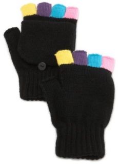 Rampage Juniors Acrylic Pop Top Glove With Multi Colored Fingers, Black, One Size Cold Weather Gloves Clothing