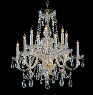 Crystorama Lighting 1130 CH CL MWP Chandelier with Hand Polished Crystals, Polished Brass    