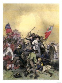 Minutemen at the Battle of Bunker Hill at the Outbreak of the American Revolution, c.1775 Giclee Print Art (9 x 12 in)  