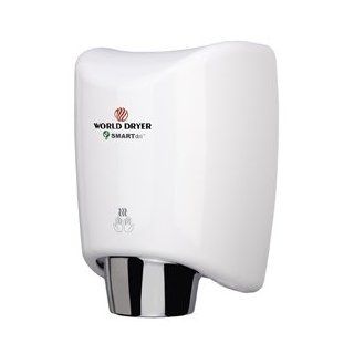 World Dryer K 974P2 Smartdri Plus Hand Dryer, White Aluminum, Single Port Nozzle for Fastest 10 Second Dry Time, Adjustable Motor, 110 120V   Bathroom Hand Dryers