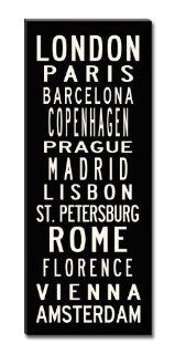 Uptown Artworks European Cities Subway Sign Art Gallery Wrapped Canvas, Black and Vintage White, 20 by 50 Inch   Prints