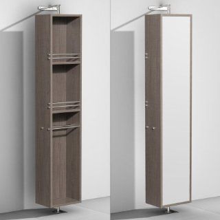 Amare Linen Tower & 360 Degree Rotating Floor Cabinet with Full Length Mirror in Grey Oak   Wall Mounted Cabinets