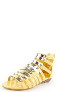 Maxy01 Patent Strappy Gladiator Sandals MUSTARD Shoes