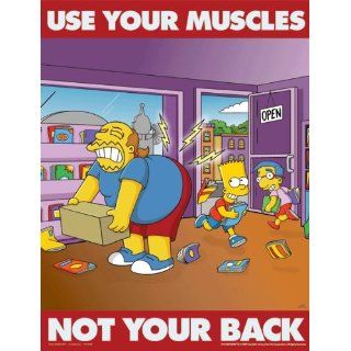 Simpsons Lifting and Backs Safety Poster   Use Your Muscles Not Your Back Industrial Warning Signs