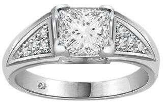 1.04 Carat Keanna Diamond 14Kt White Gold Engagement Ring Jewelry