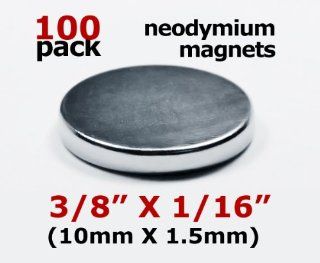 100 Pcs. 3/8" (10mm) Neodymium (Rare Earth) Magnets Refrigerator Magnets Kitchen & Dining