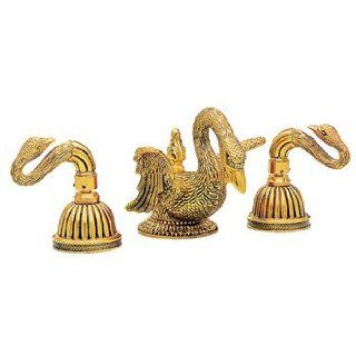 Phylrich K123007 007  Polished Brass Antiqued Bathroom Faucets 8" Lav Faucet W/Swan Handles   Bathroom Sink Faucets  