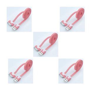 Yiyigate 5pcs Pink 1m 3 Ft Slim Noodle Flat USB Data Sync Cable for Apple Iphone 4 4s Ipod Touch Ipad 1 2 3 Cell Phones & Accessories