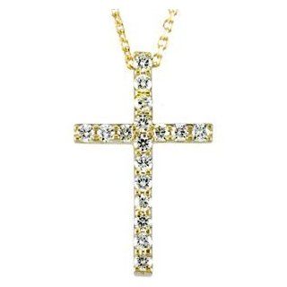 Jewelplus Petite Diamond Cross 14K Yellow 21.50X13.25 Mm Jewelry