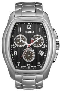 Timex T Series T2M987PF Men's Analog Watch with Chronograph, Stainless Steel Rectangular Dial, Black Back and Steel Bracelet at  Men's Watch store.