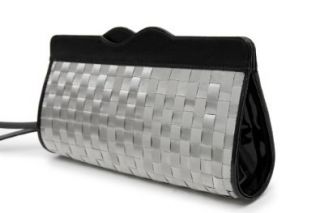 Stewart/Stand RFID Blocking Basketweave Wristlet/Clutch   Stainless Steel and Black Patent Leather Shoes
