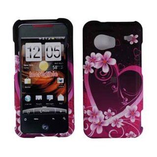 PURPLE HEART RUBBERIZED SNAP ON HARD SKIN SHELL PROTECTOR COVER CASE FOR HTC INCREDIBLE 6300 Cell Phones & Accessories